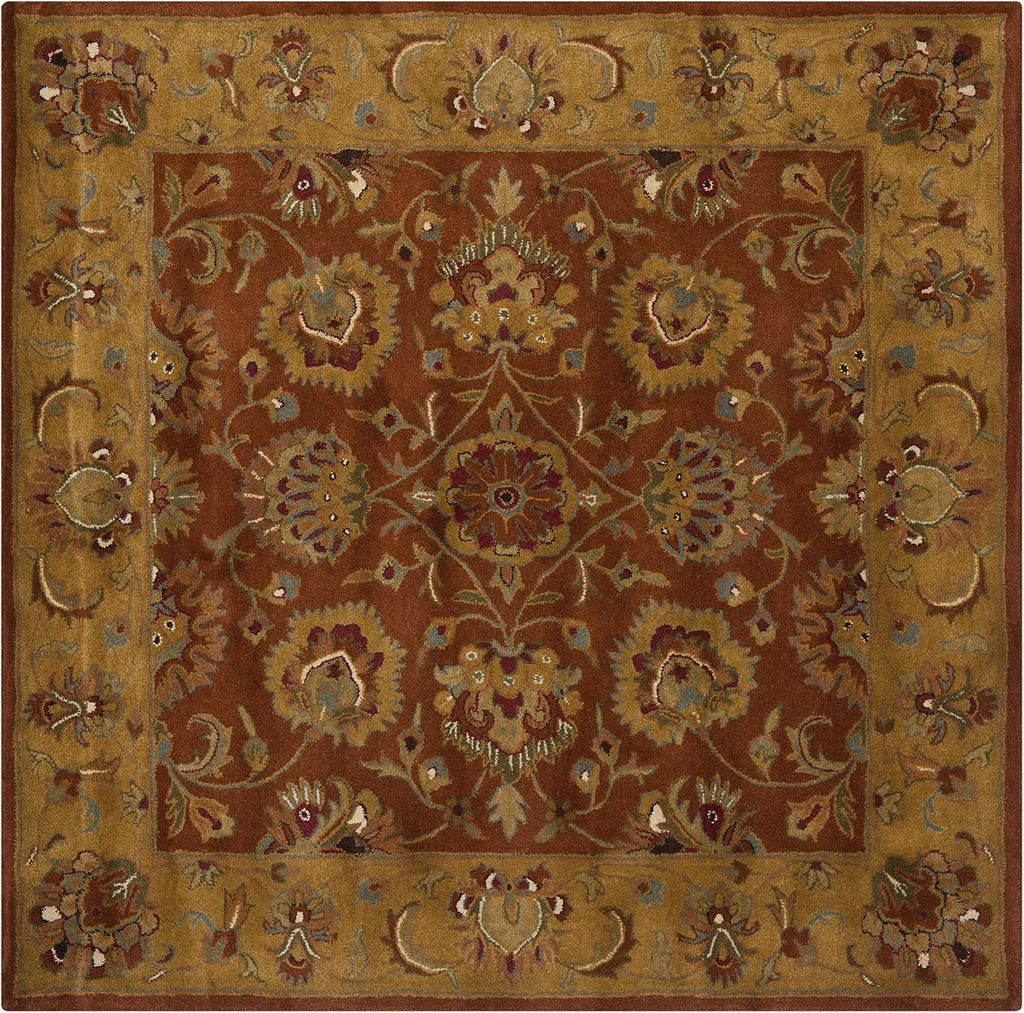 6' Square Red Natural Wool Area Rug B780912