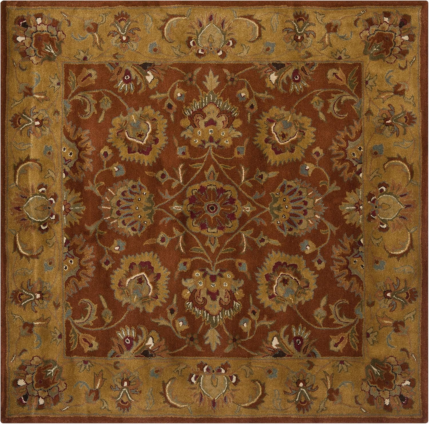 6' Square Red Natural Wool Area Rug B780912