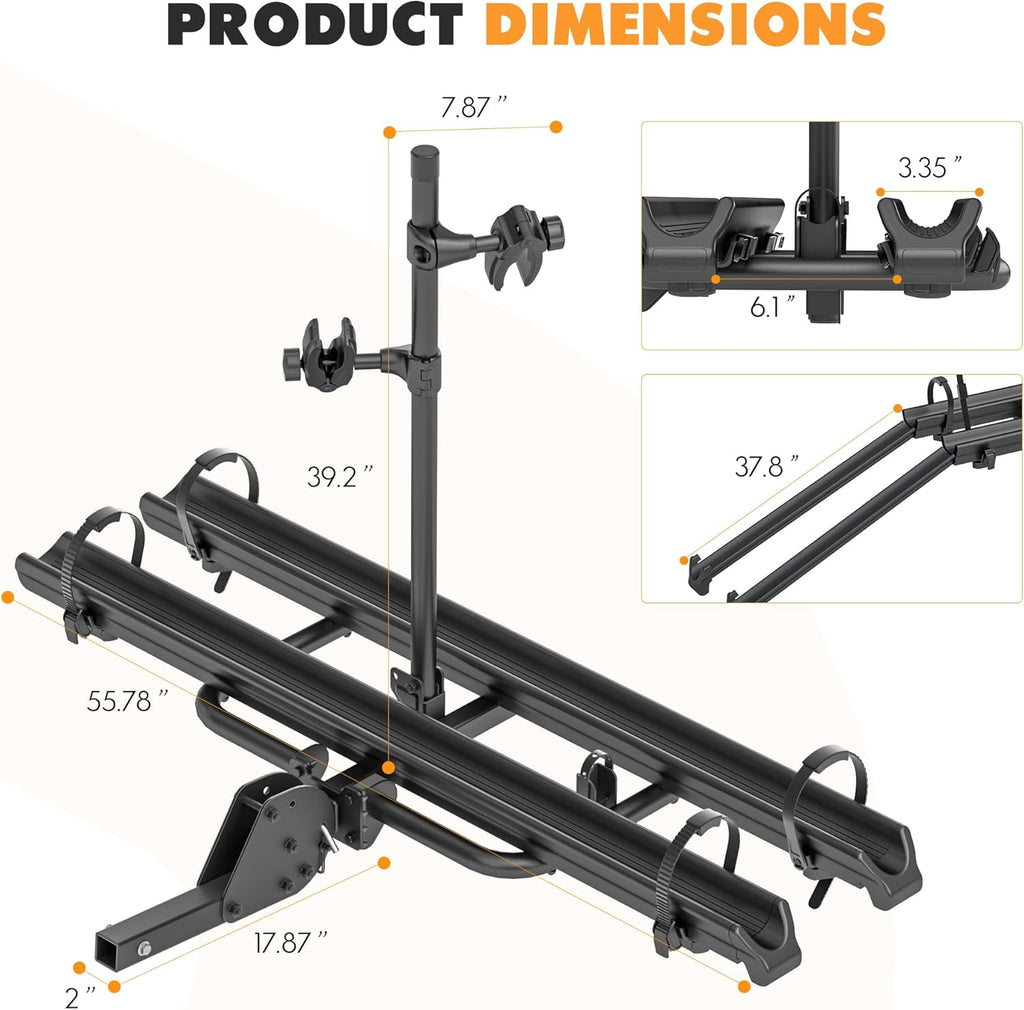 2" Hitch Mounted Platform Bike Rack, 200 Lbs Max Loading X7470