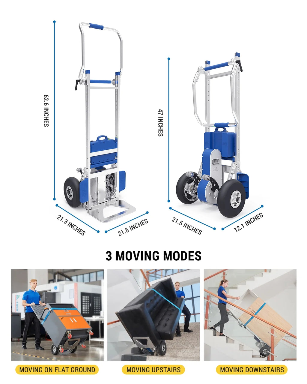 Electric Stair Climbing Hand Truck with Auto Edge Brake, 375LBS Capacity Aluminum Hand Truck Y7809