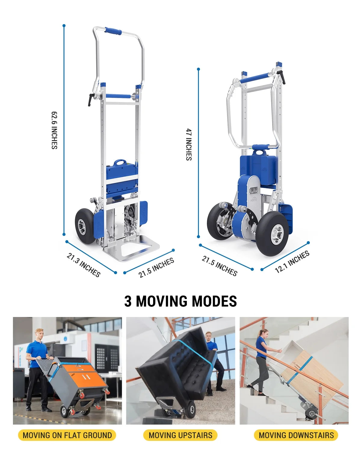 Electric Stair Climbing Hand Truck with Auto Edge Brake, 375LBS Capacity Aluminum Hand Truck Y7809