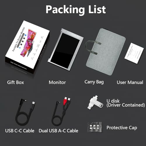 15.6inch FHD 1080P USB C HDMI IPS Portable Monitor with Smart Cover K3926