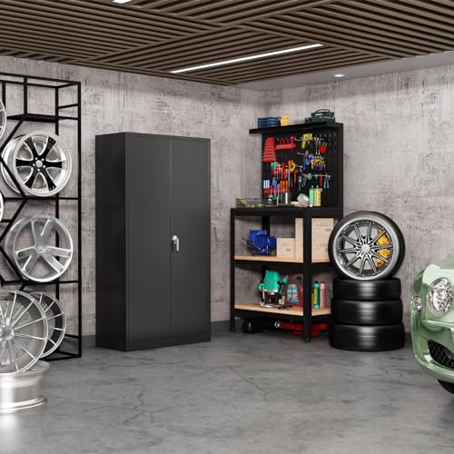 72" Locking Metal Storage Cabinet with 2 Doors and 4 Adjustable Shelves W578134