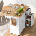 Kitchen Cart with Wood Top, 4 Drawers, Open Shelves and Door U902406