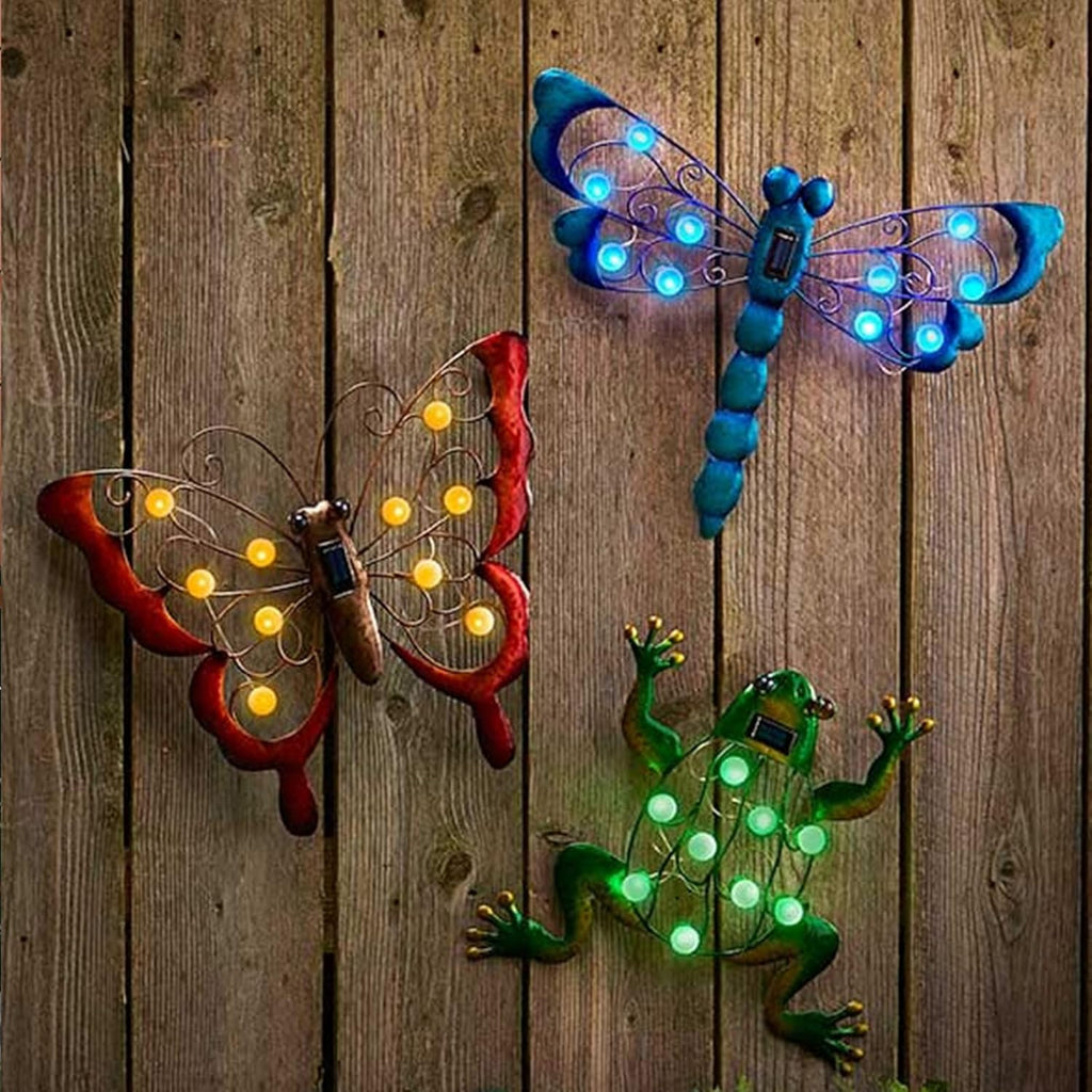 Solar Metal Butterfly Garden Wall Art with Solar Light P908