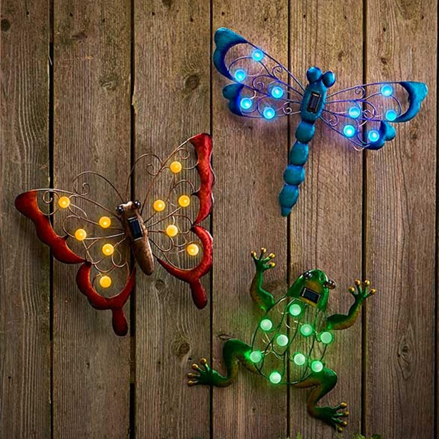 Solar Metal Butterfly Garden Wall Art with Solar Light P908