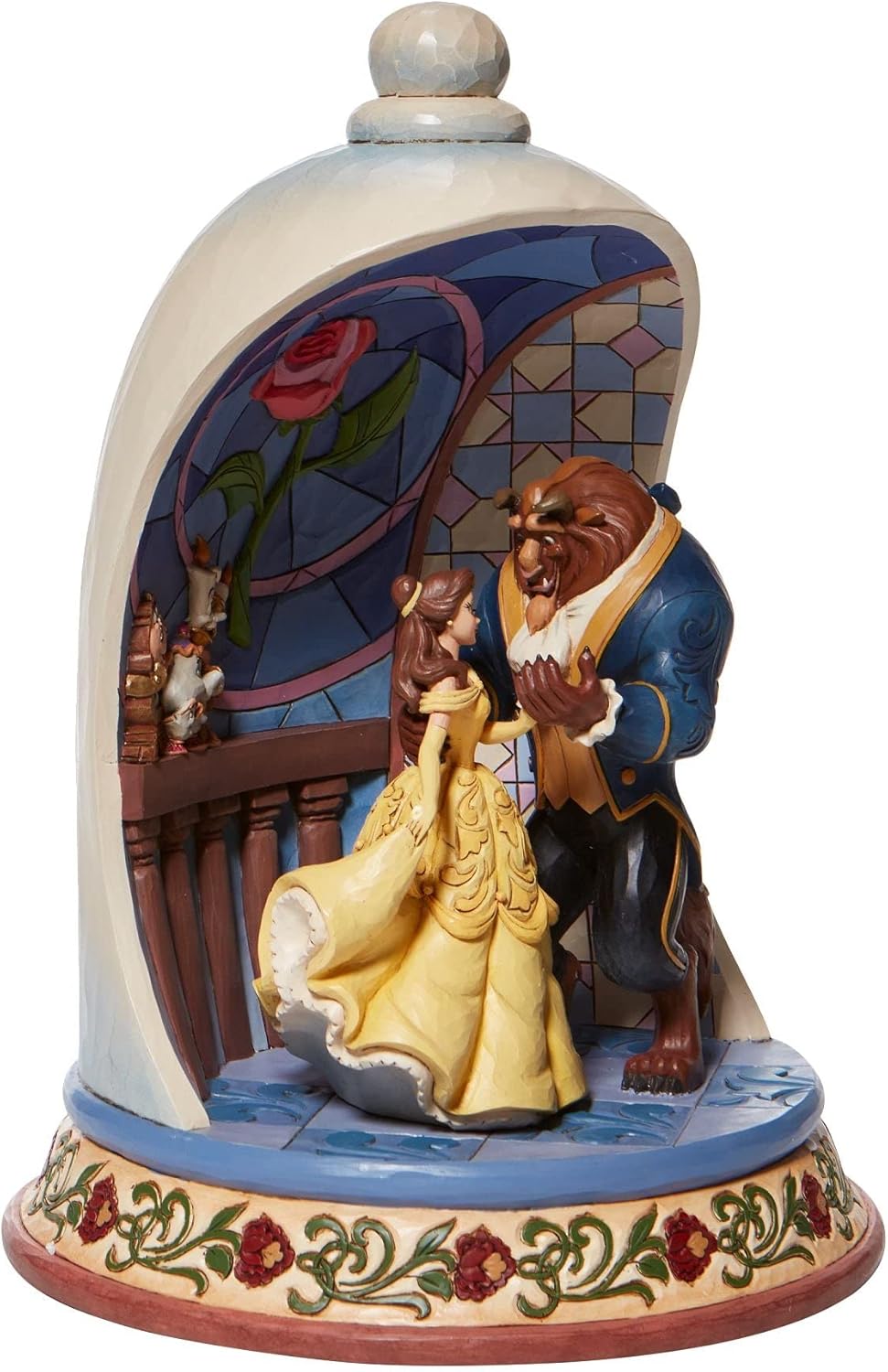 Disney Traditions Beauty and The Beast Rose Dome Scene Figurine, 10.3 Inch, Multicolor X7986