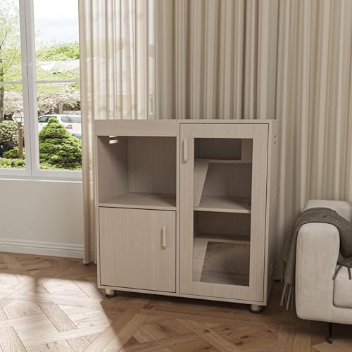 4-Tier Wooden Hamster Cage with Storage Cabinet, Openable Top, Acrylic Windows (Teak) T7916