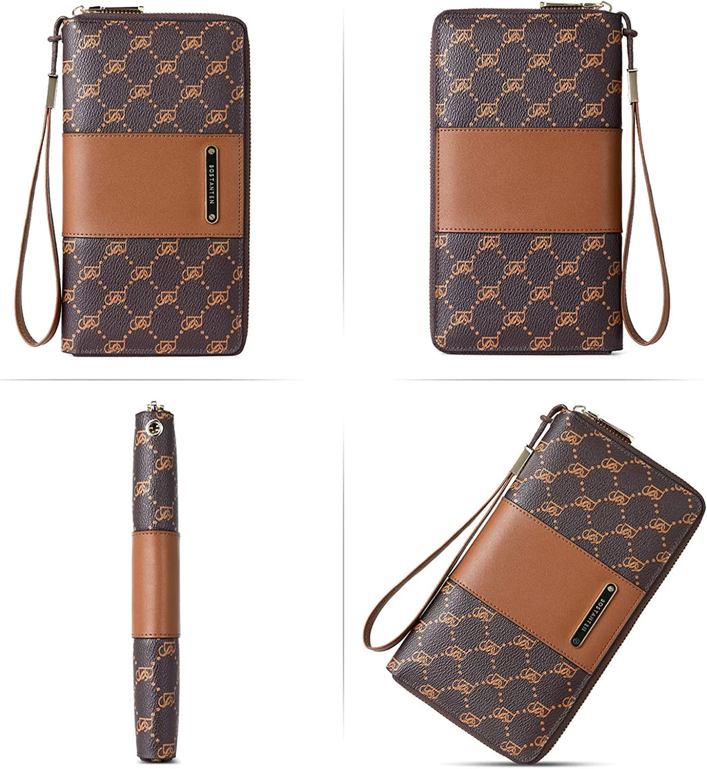 Leather Zip Around Credit Card Holder Wristlet Clutch W990