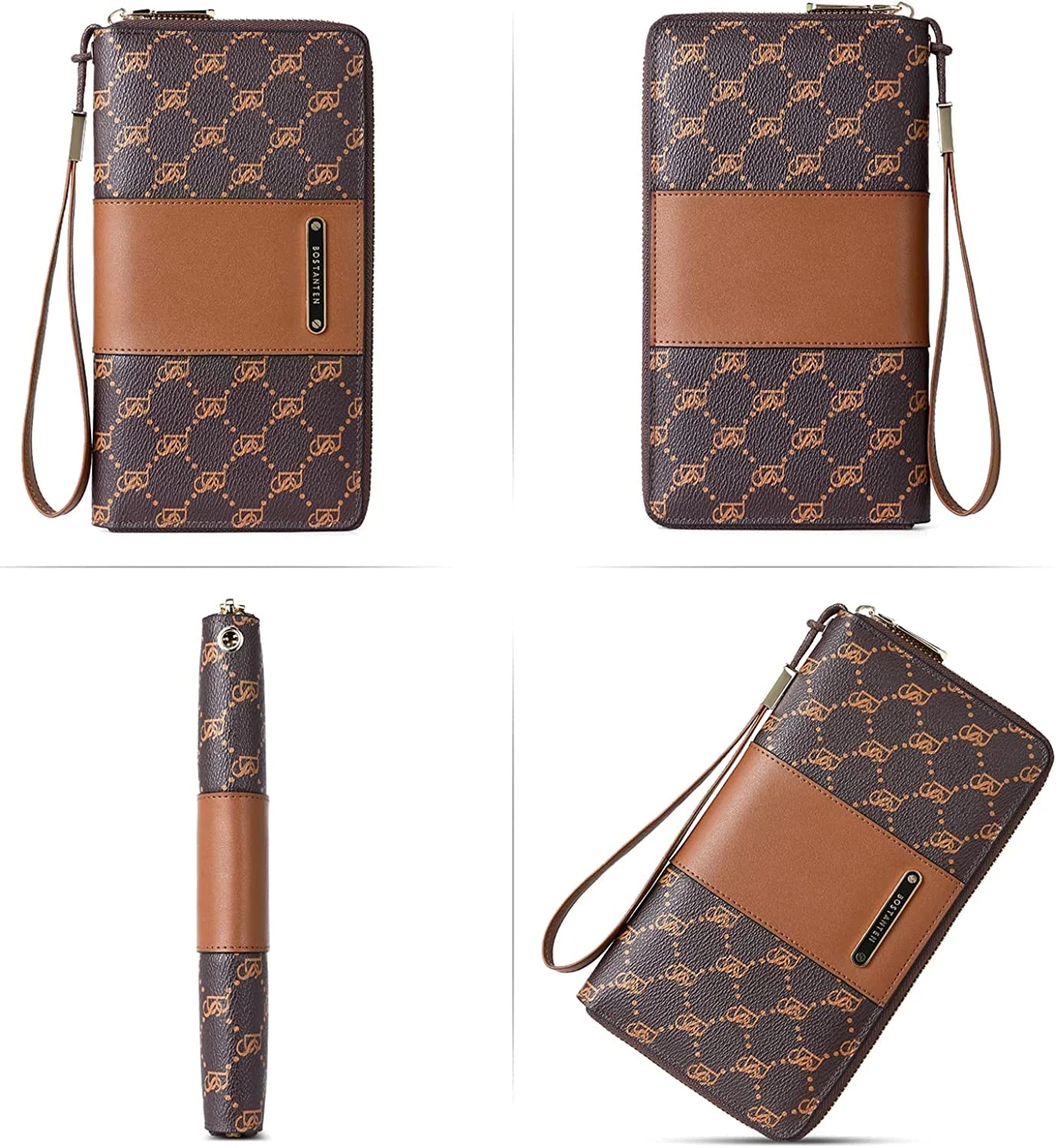 Leather Zip Around Credit Card Holder Wristlet Clutch W990