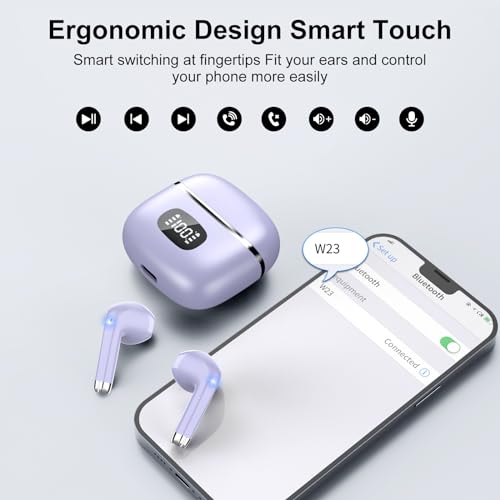 Blue Wireless Earbuds with LED Power Display IPX7 Waterproof V53430