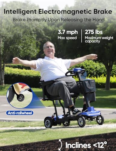 37.5 lbs Ultra Lightweight Folding 4 Wheel Mobility Scooter, Blue G1567