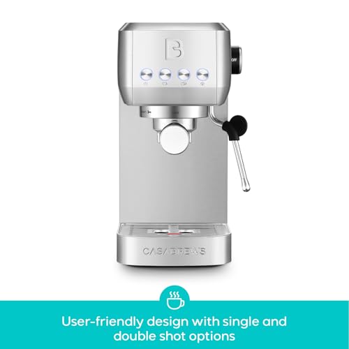 Stainless Steel Espresso Machine 20 Bar with Steam Frother 43.9oz Water Tank U549