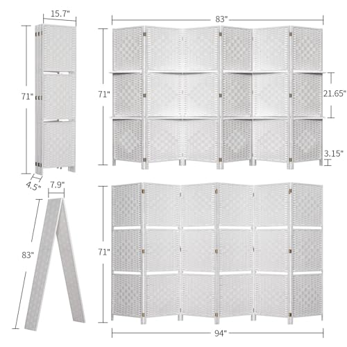 Natural 6 Panel Room Divider F8386