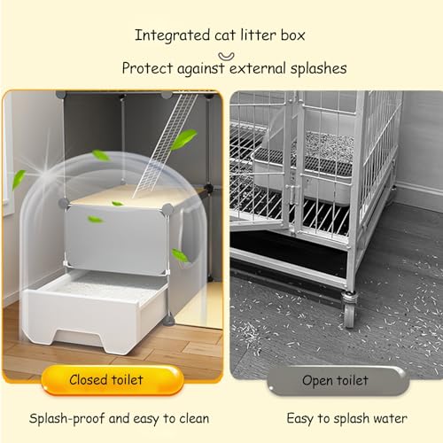 Large 2/3 Tier Cat Cage with Cat Litter Box G418
