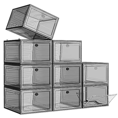 White Clear Plastic Shoe Storage Organizer Stackable Boxes 6 Pack V9592