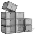 White Clear Plastic Shoe Storage Organizer Stackable Boxes 6 Pack V9592