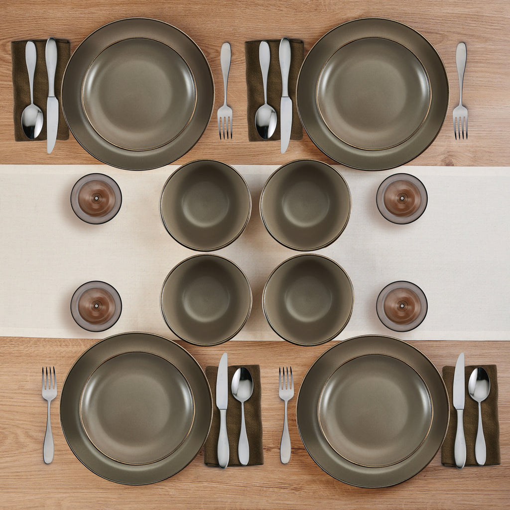 12-piece Stoneware Dinnerware set in Gray B48598
