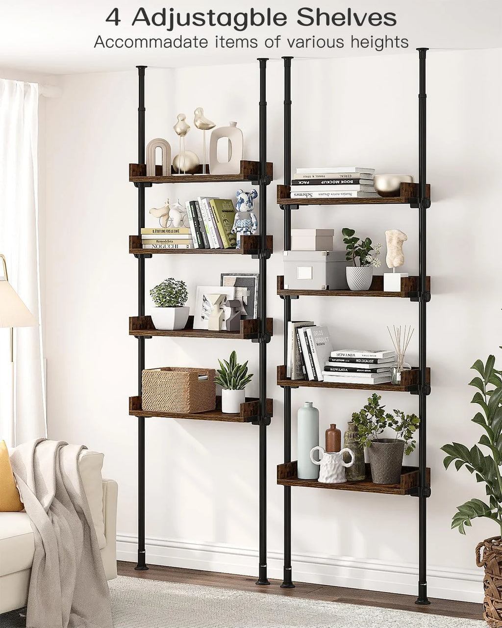 4-Tier Adjustable Wood Bathroom Storage Shelves K9137