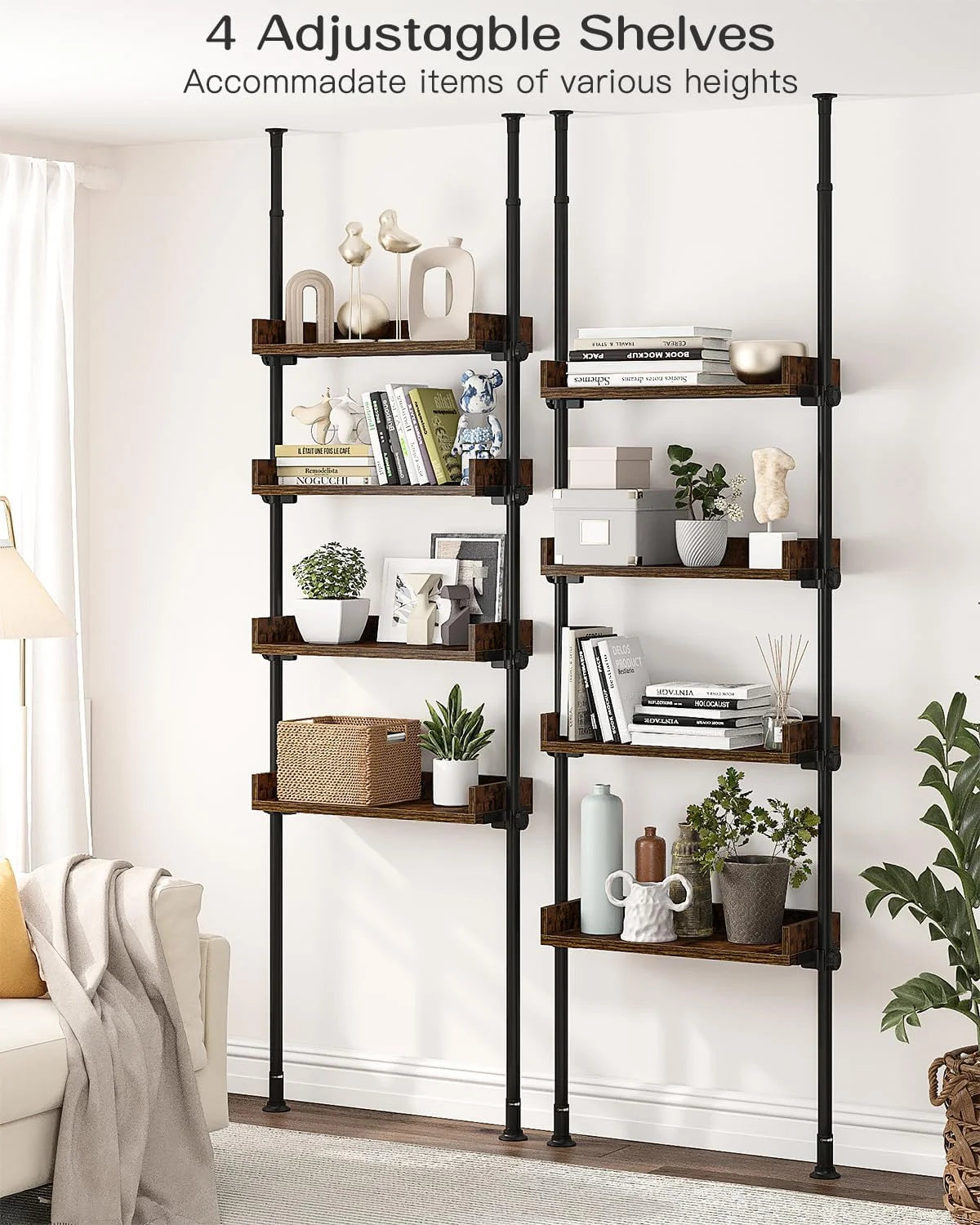 4-Tier Adjustable Wood Bathroom Storage Shelves K9137