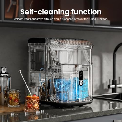 Black Portable Ice Maker Machine with Self-Cleaning Function O598149