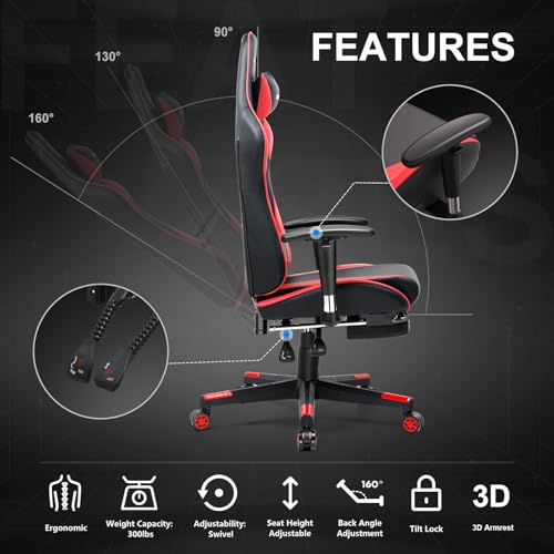 Blue Gaming Chair with Footrest Q4830