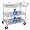 3 Tier Wire Rolling Utility Cart with Wheels and Handle Bar O53880