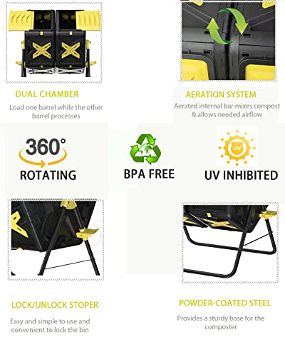 18.5 Gal BPA Free Single Rotating Chamber Compost Bin O38002