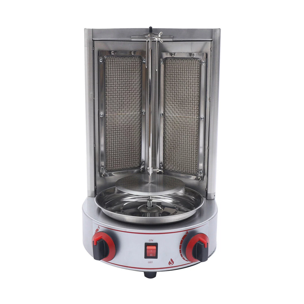 Vertical Gas Broiler Shawarma Machine Doner Kebab Gyro Grill Rotisserie Machine 3KW Silver S5138