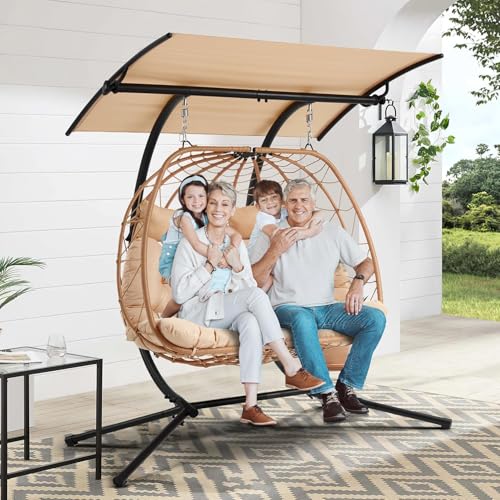 Oversized Double Egg Chair with Adjustable Canopy S12112