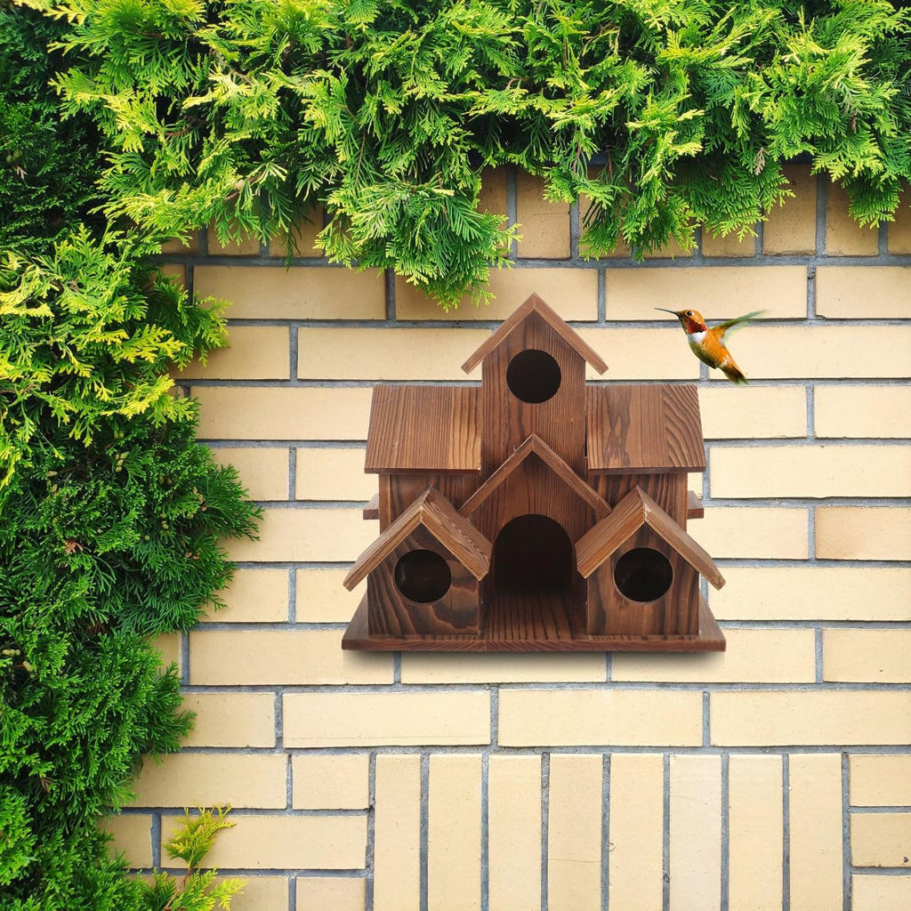 6 Hole Handmade Natural Wooden Bird House J969341