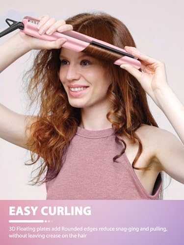 Rose Gold Ceramic 1-inch Flat Iron Hair Straightener and Curler A926