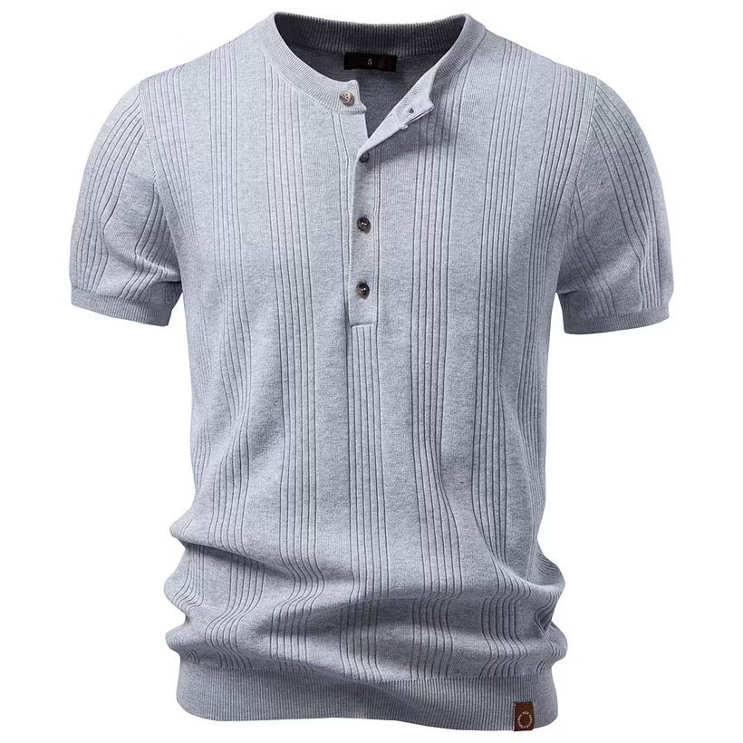 Men's Soft and Breathable Henley Collar T-shirt