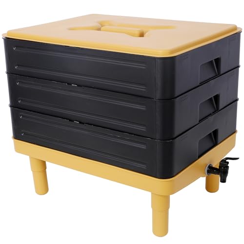 3 Tray Worm Composter, 65L, Yellow and Black J612048