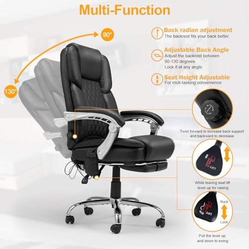 White Ergonomic Office Chair with Massage and Heat V304129