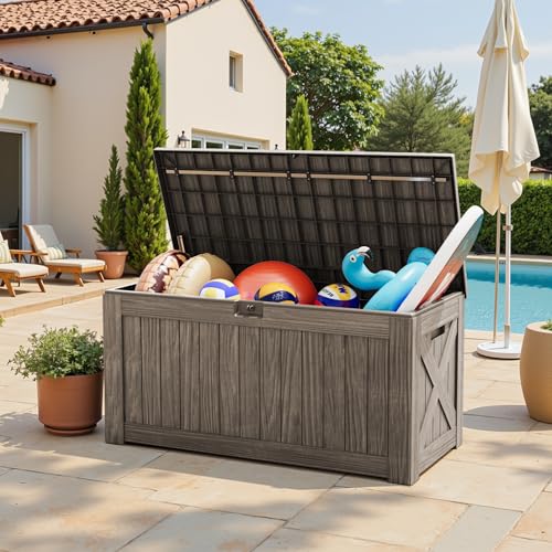 Black 120 Gallon Outdoor Storage Box with Lock S7829