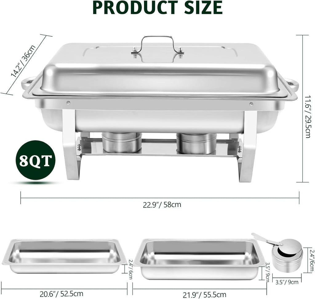 8 Qt 4 Pack Full Size Stainless Steel Chafing Dishes Buffet Set with Folding Frame Stand K315763