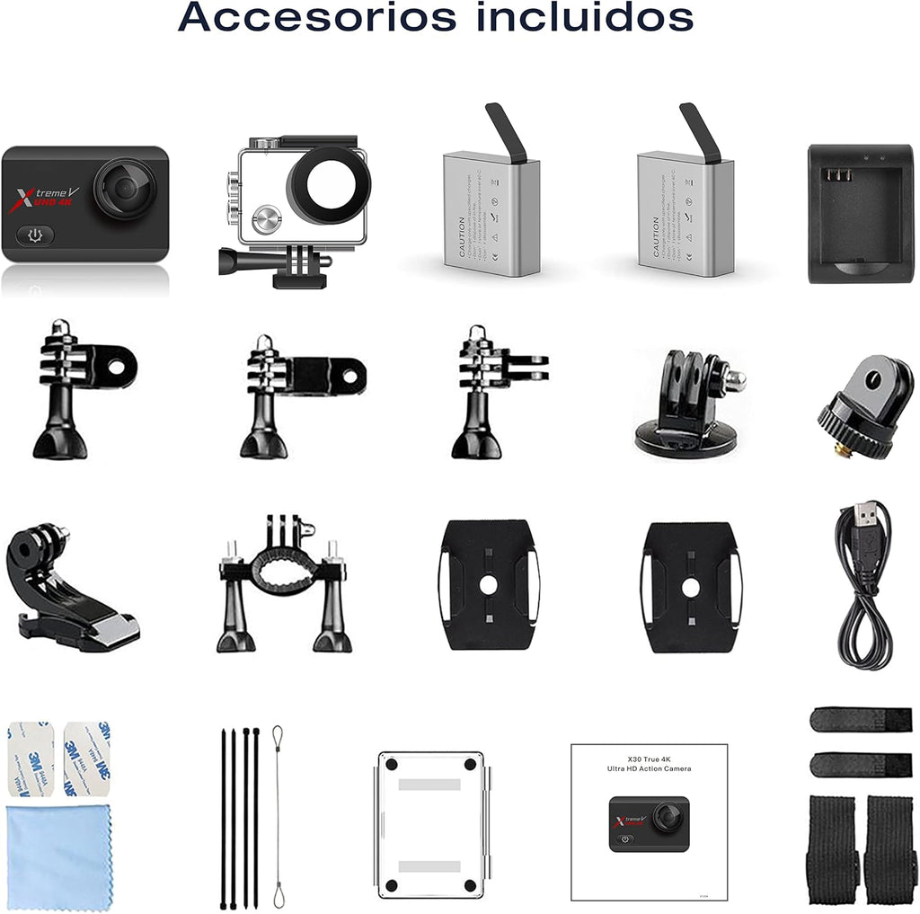 4K 60FPS 20MP Waterproof Action Camera with Touch Screen Stabilizer and 2 Rechargeable Batteries G3947