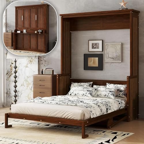 Walnut Wood Murphy Bed with Desk O4909