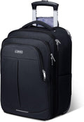 17 Inch Waterproof Black Rolling Backpack with Wheels U3579