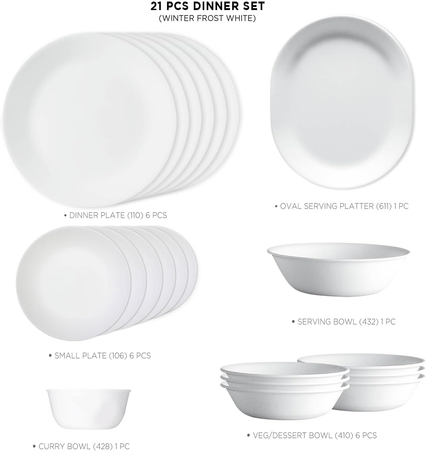 21 Pc Winter Frost White Dinner Set H693989