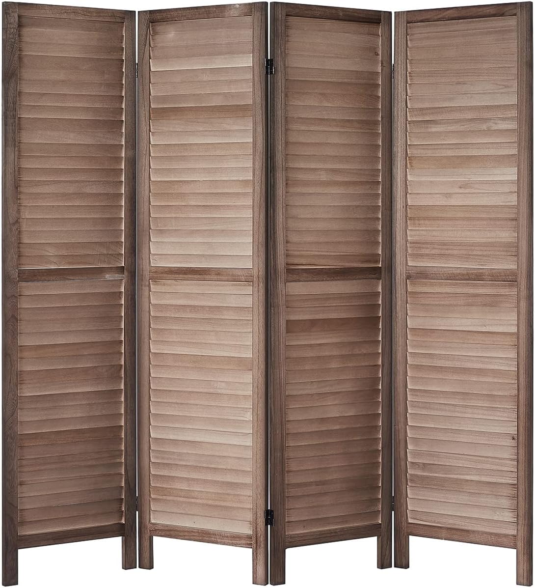 4 Panel Brown Wood Room Divider H8614
