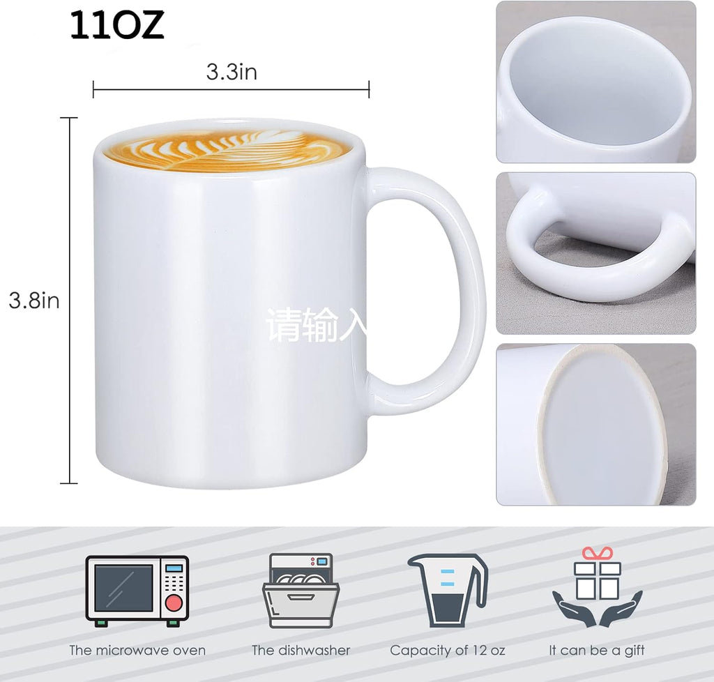 12 Pcs 11 oz White Ceramic Sublimation Mugs N28865