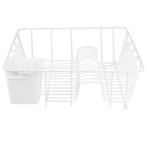 Black Vinyl Coated Wire Dish Drying Rack with Square Utensil Holder U81196