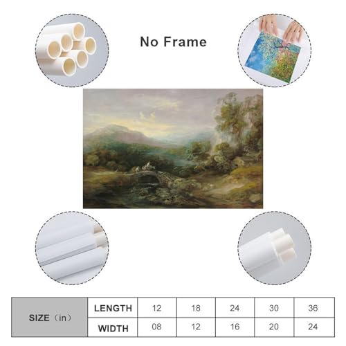 Mountain Landscape with Bridge Canvas Wall Art D53223
