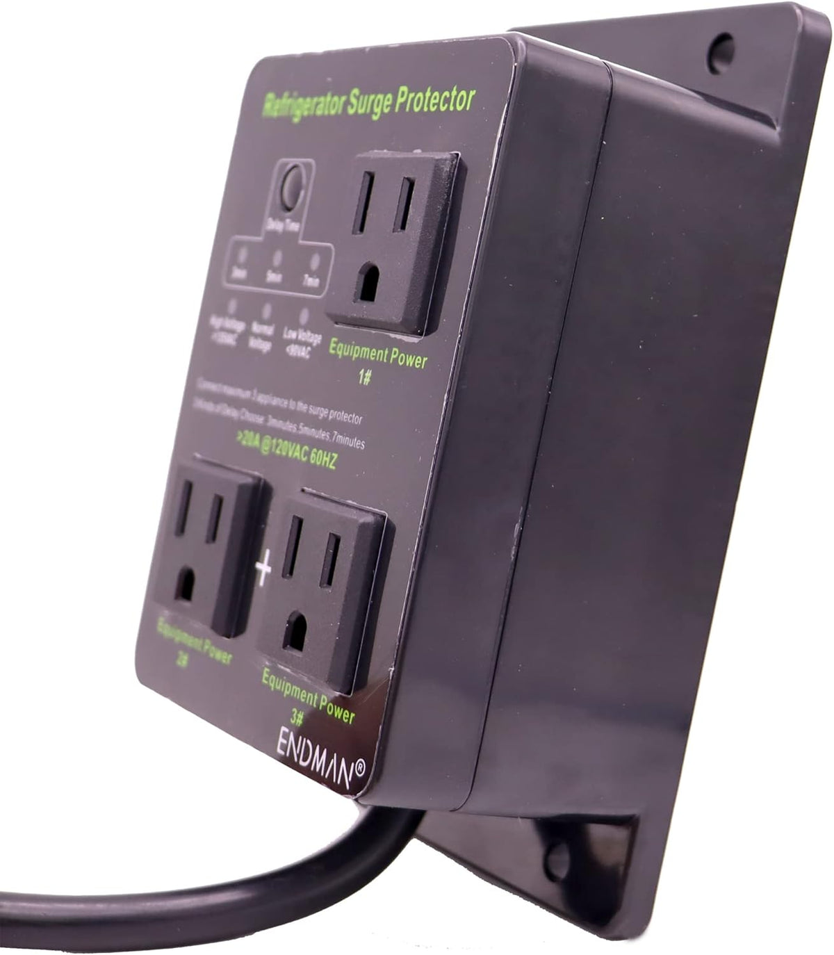 Refrigerator Surge Protector Three Outlet Voltage Protector with Time Delay P18134