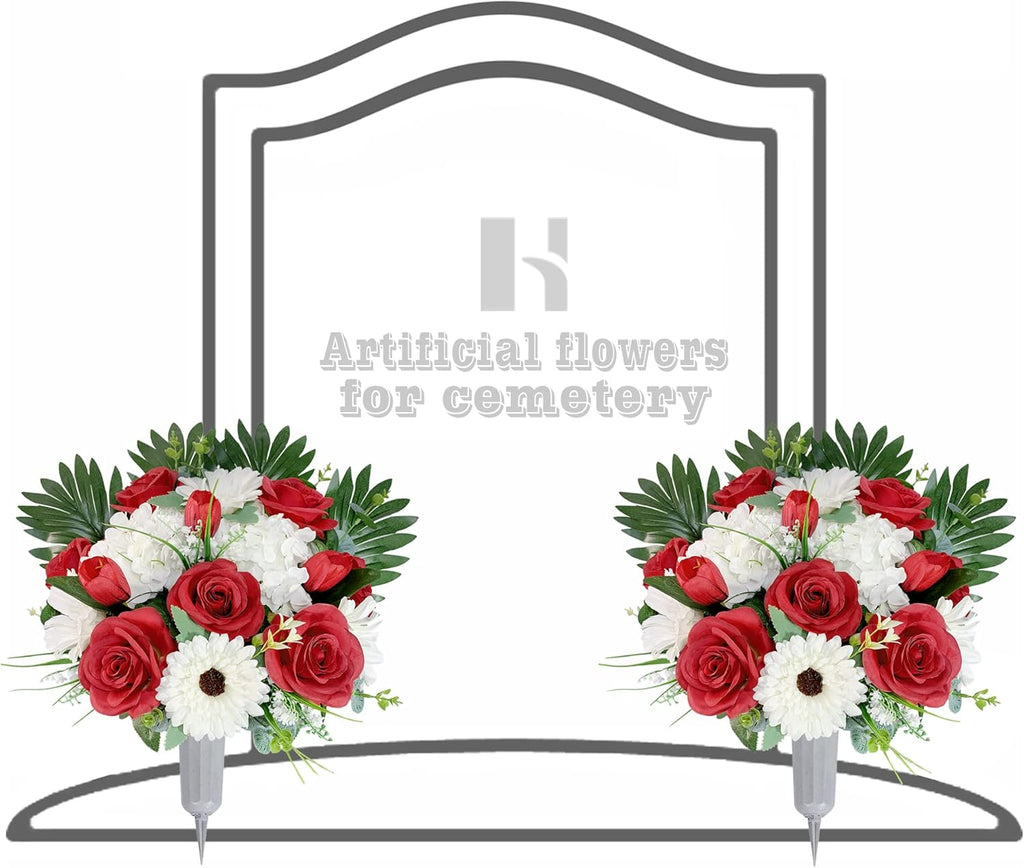 Cemetery Flower with Grave Vase, Rose Mum and Hydrangea Mix Bouquet K856239