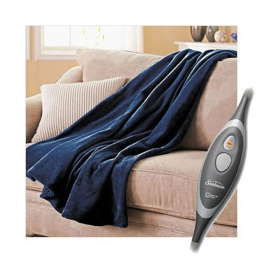 Royal Blue Electric Heated MicroPlush Throw Blanket O71264