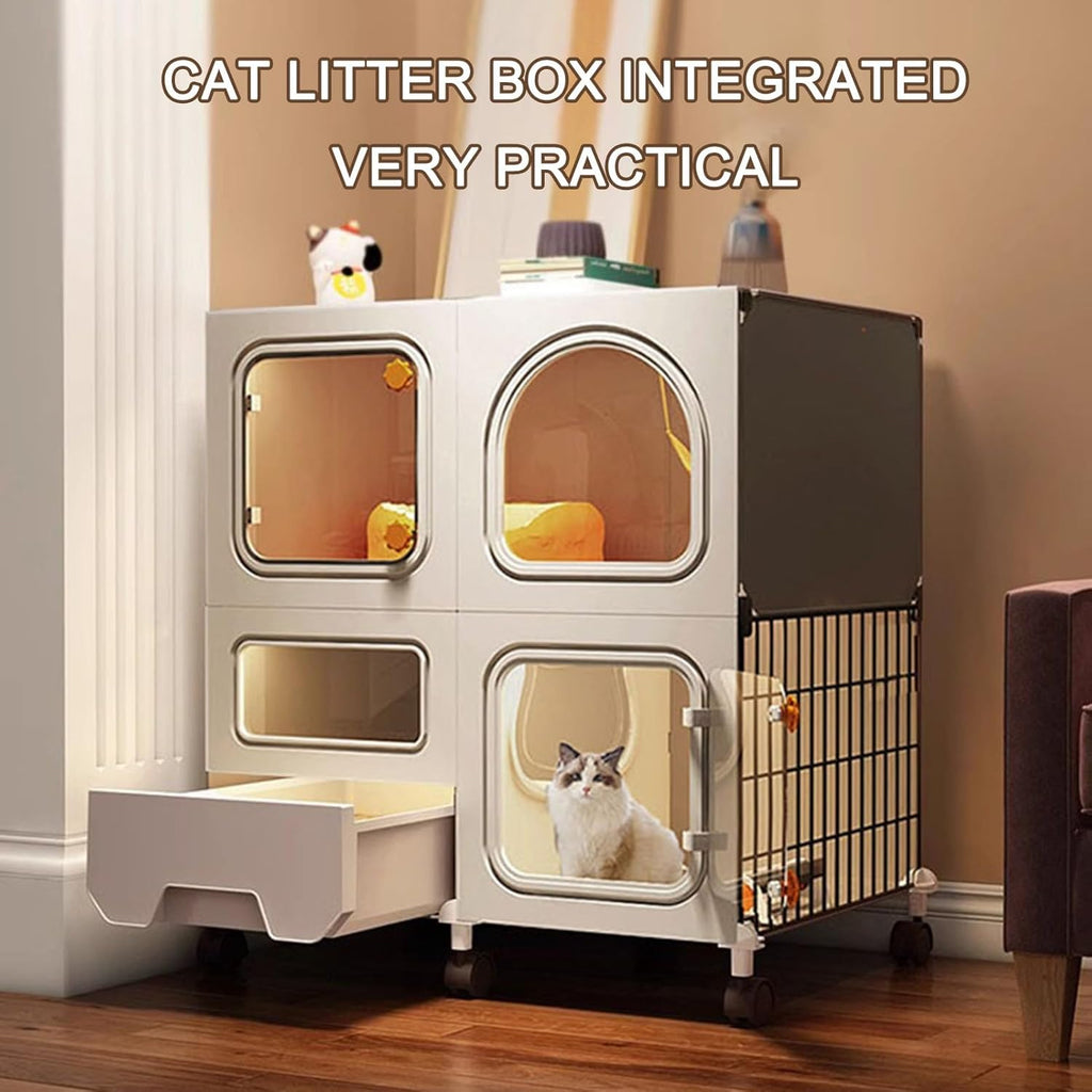 2-Tier Large Cat Cage with Litter Box and Wheels E30206