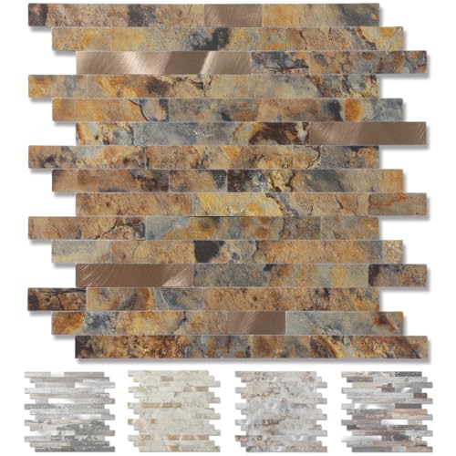20 Sheets Peel and Stick Stone Metal Tile Backsplash (12'' X 12'') I27748